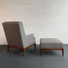 Mid-Century Modern Upholstered Lounge Chair With Ottoman