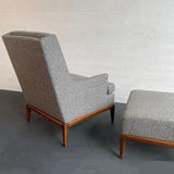 Mid-Century Modern Upholstered Lounge Chair With Ottoman
