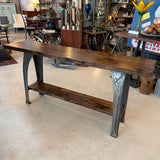 Custom Industrial Maple Console Table With Cast Iron Base