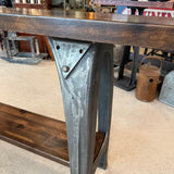 Custom Industrial Maple Console Table With Cast Iron Base