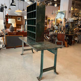 Two Piece Industrial Green Metal Workbench With Cubby Tool Storage