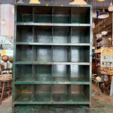 Two Piece Industrial Green Metal Workbench With Cubby Tool Storage
