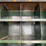 Two Piece Industrial Green Metal Workbench With Cubby Tool Storage