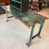 Two Piece Industrial Green Metal Workbench With Cubby Tool Storage