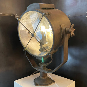 Large Industrial Patinated Copper Search Light