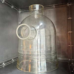 Oversized Industrial Pyrex Glass Bell Jar With Large Side Arm