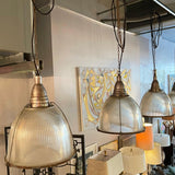 Industrial Factory Caged Holophane Glass Pendant Lights