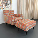 Mid Century Modern Upholstered Lounge Chair Ottoman Set