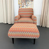 Mid Century Modern Upholstered Lounge Chair Ottoman Set