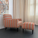 Mid Century Modern Upholstered Lounge Chair Ottoman Set
