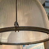 Industrial Factory Caged Holophane Glass Pendant Lights