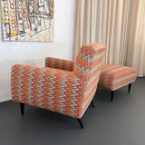 Mid Century Modern Upholstered Lounge Chair Ottoman Set