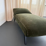 Early Mid-Century Olive Green Suede Daybed Chaise Longue