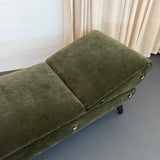 Early Mid-Century Olive Green Suede Daybed Chaise Longue