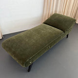 Early Mid-Century Olive Green Suede Daybed Chaise Longue