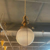 Early 20th Century Industrial Prismatic Holophane Glass Globe Pendant