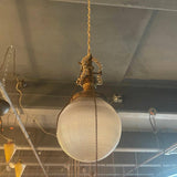 Early 20th Century Industrial Prismatic Holophane Glass Globe Pendant
