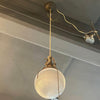 Early 20th Century Industrial Prismatic Holophane Glass Globe Pendant