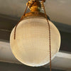 Early 20th Century Industrial Prismatic Holophane Glass Globe Pendant