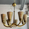 Mid-Century Modern Multi-Stem Brass Mesh Chandelier