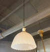 Antique Early 20th Century Scalloped Milk Glass Dome Pendant Light