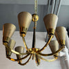 Mid-Century Modern Multi-Stem Brass Mesh Chandelier
