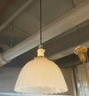 Antique Early 20th Century Scalloped Milk Glass Dome Pendant Light