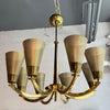 Mid-Century Modern Multi-Stem Brass Mesh Chandelier