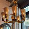 Mid-Century Modern Multi-Stem Brass Mesh Chandelier