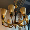 Mid-Century Modern Multi-Stem Brass Mesh Chandelier