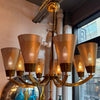 Mid-Century Modern Multi-Stem Brass Mesh Chandelier