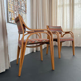 Pair of Mid Century Modern Bentwood Outline Armchairs
