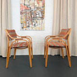Pair of Mid Century Modern Bentwood Outline Armchairs