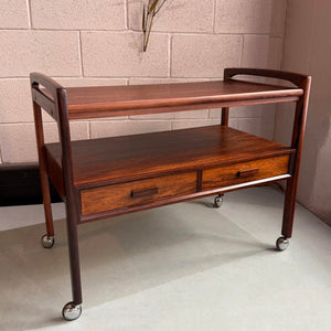 Scandinavian Modern Rosewood Bar Cart Trolley By Arrebo Mobler
