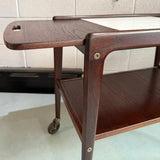 Scandinavian Modern Rosewood Drop Leaf Expanding Bar Cart By Yngve Ekström