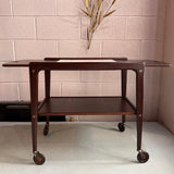 Scandinavian Modern Rosewood Drop Leaf Expanding Bar Cart By Yngve Ekström