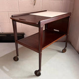 Scandinavian Modern Rosewood Drop Leaf Expanding Bar Cart By Yngve Ekström