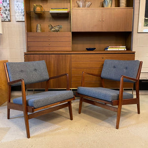 Pair Of Jens Risom Model U430 Walnut Armchairs