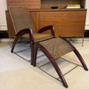 Art Deco Maple Wicker Lounge Chair Ottoman Set