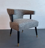 Mid-Century Modern Upholstered Barrel Back Accent Chair
