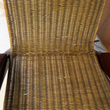 Art Deco Maple Wicker Lounge Chair Ottoman Set