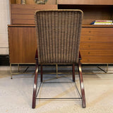 Art Deco Maple Wicker Lounge Chair Ottoman Set