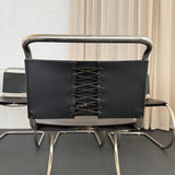 Black Leather Chrome Cantilever Mies Van Der Rohe MR10 Chairs For Knoll