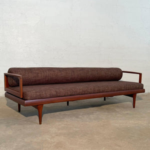 Scandinavian Modern Low Teak Upholstered Sofa
