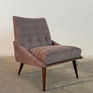 Mid-Century Modern Upholstered  Walnut Slipper Chair By Kroehler