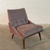 Mid-Century Modern Upholstered  Walnut Slipper Chair By Kroehler