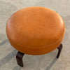 Modern Round Leather Bent Maple Swivel Ottoman