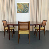 Set Of Six Mid-Century Modern Walnut And Cane Dining Chairs By DUX