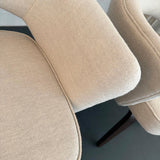 Pair Of Eero Saarinen For Knoll Wood Executive Armchairs In Cream Tweed