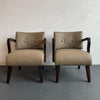 Leather Upholstered Art Deco Maple Bentwood Armchairs